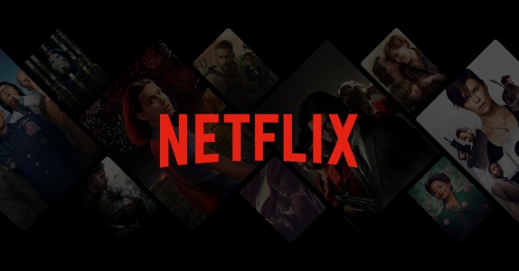 Netflix Logo mit Filmbildern