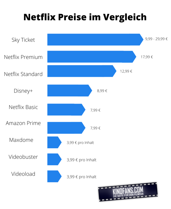Infografik Netflix Preise im Vergleich vs Streamingdienstleister